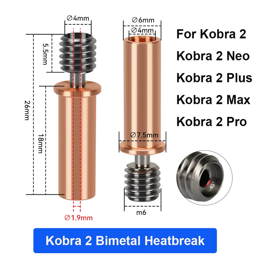 Anycubic 24V 60W Druckkopf Hotend-Kit mit Hartstahldüse für Anycubic Kobra 2, Kobra 2 Neo, Kobra 2 Pro, Kobra 2 Plus und Kobra 2 Max 3D-Drucker - Bild 3
