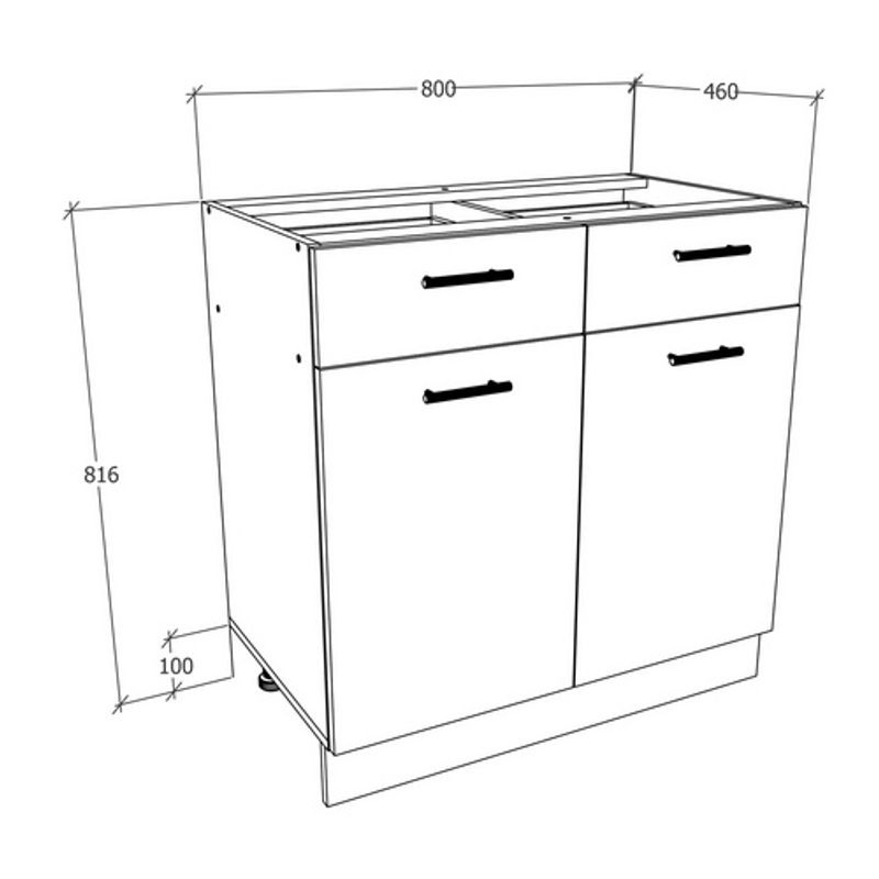 VCM Küchenschrank Esilo Unterschrank mit Schublade in Beige Oak, B/T/H: 80 x 46 x 82 cm - Bild 3
