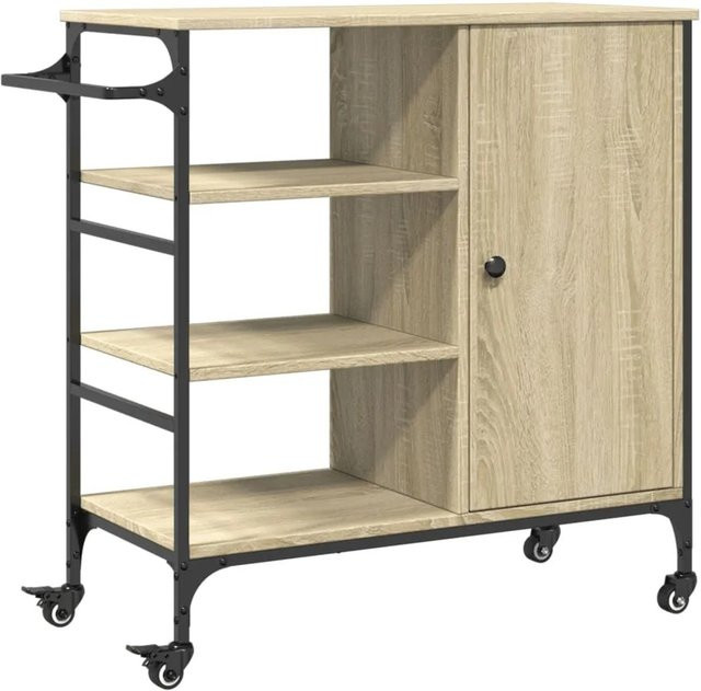 vidaXL Küchenwagen Sonoma-Eiche in Braun und Beige, B/T/H: 87,5 x 38,5 x 84,5 cm - Bild 1