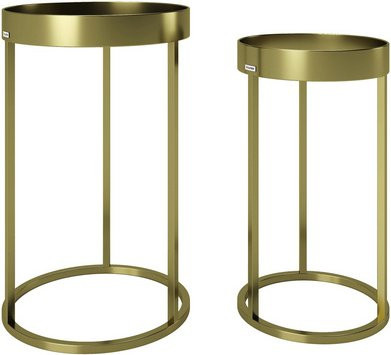 PHOENIX Beistelltisch-Set MARY in Gold mit Marmor-Optik und Holz, B/H/T: 39 x 63,56 x 30,8 cm - Bild 1