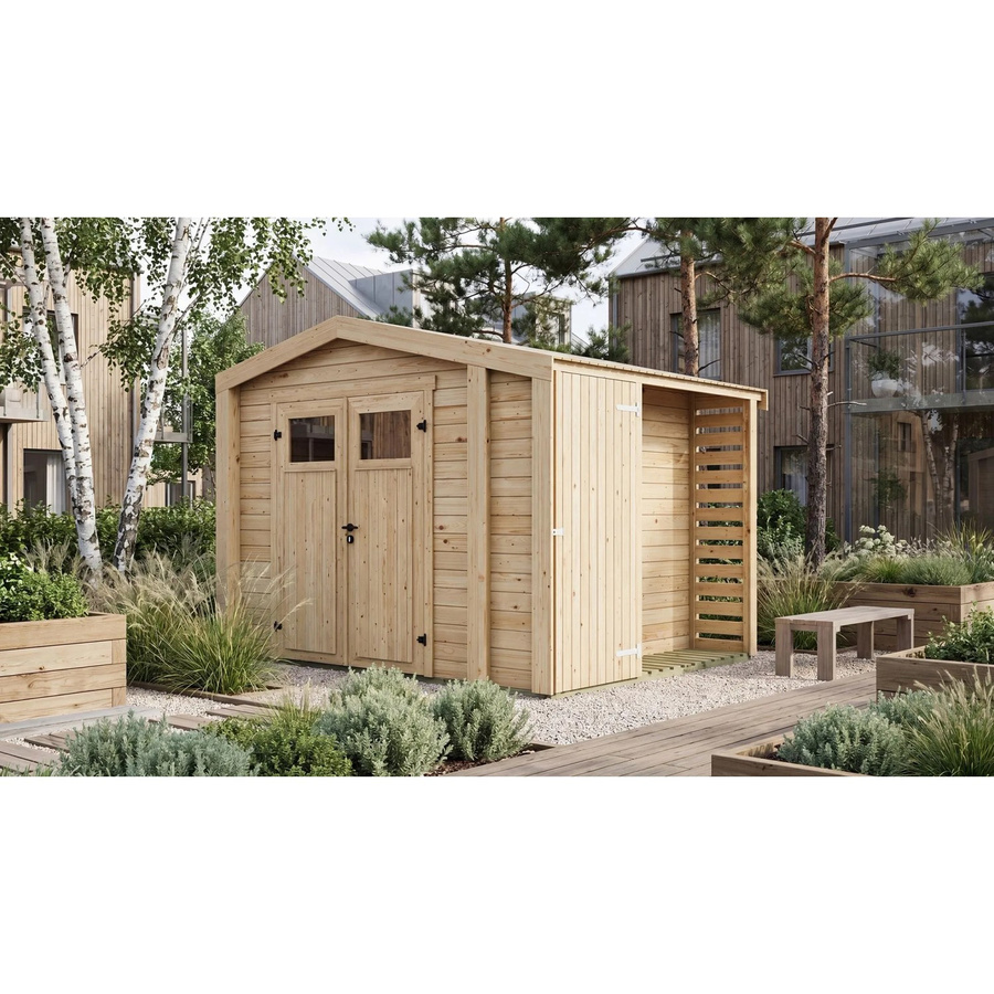 Weka Holz-Gartenhaus Killarney mit Satteldach in Natur Braun, B/T/H: 311 x 263 x 241 cm - Bild 2