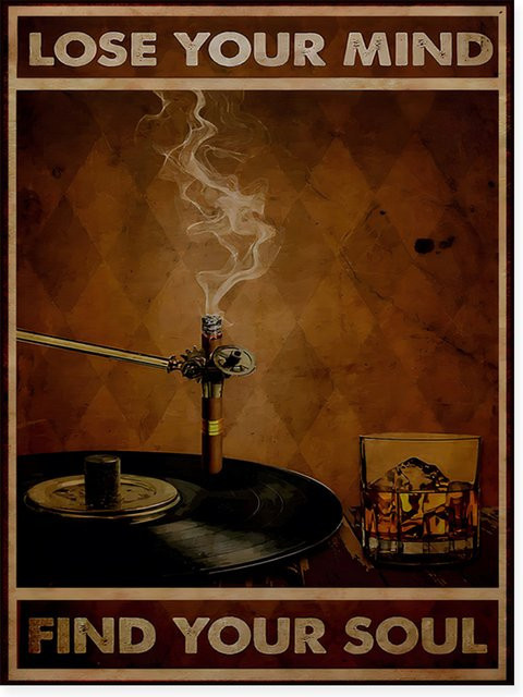 ReachMani Musik Poster Lost Your Mind Find Your Soul in Braun im Retro-Stil - Bild 1