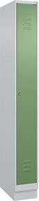 C+P Spind Classic PLUS Garderobenschrank mit Sockel, 1 Abteil, Zylinderschloss und 3 Garderobenhaken, Farbe: Grau/Grün, H x B x T: 195 x 25 x 50 cm - Bild 1