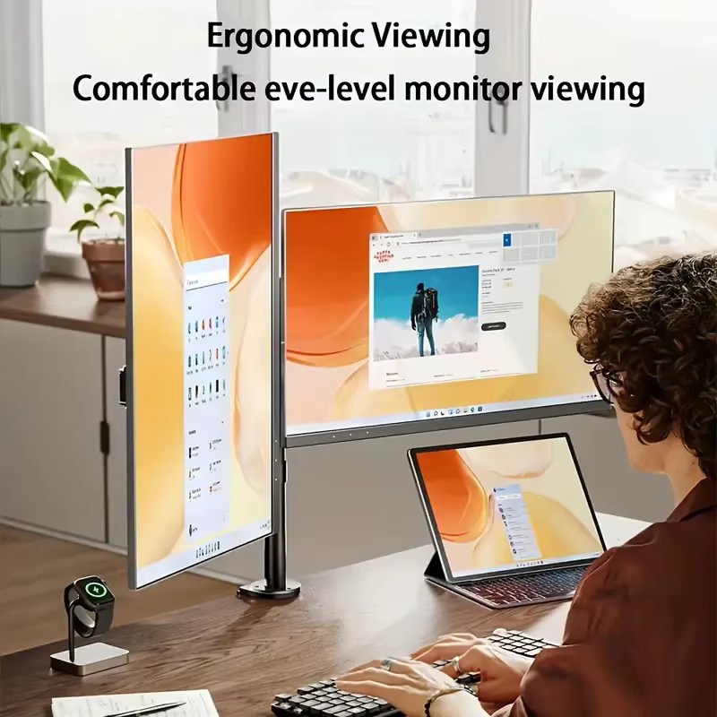 BEISHI Dual-Monitorständer für 14-27 Zoll LCD-LED-Bildschirme, ergonomischer Monitorarm in Schwarz mit 10 kg Tragkraft und VESA 400x400mm - Bild 4