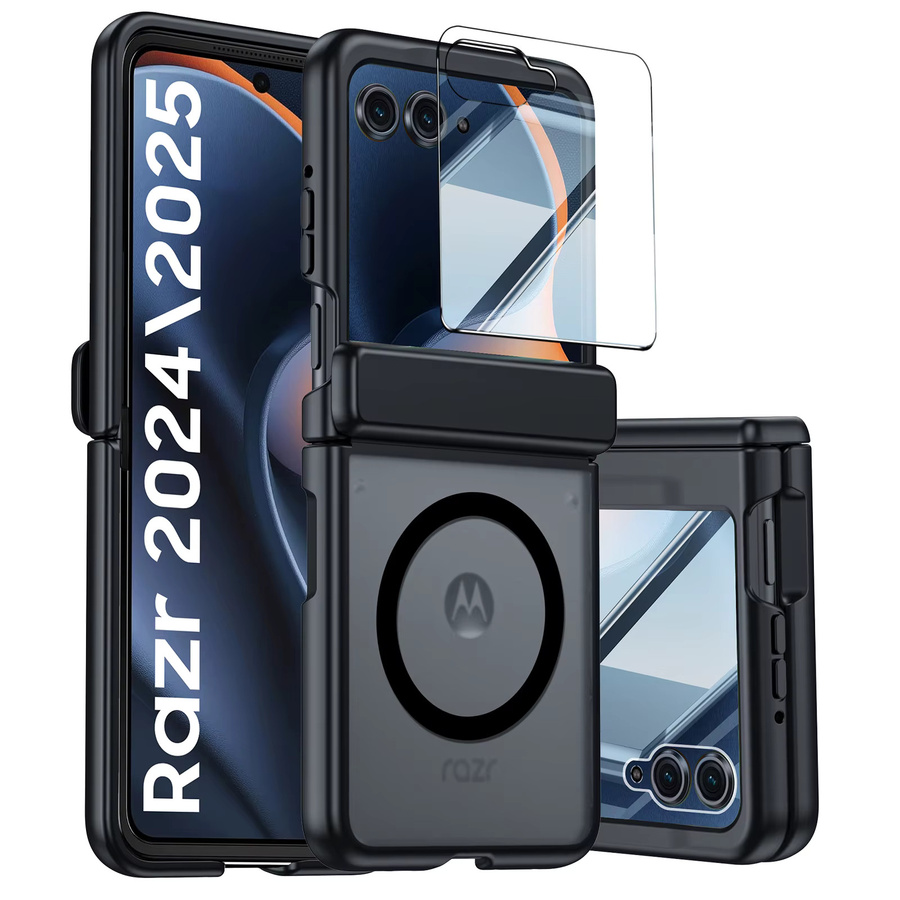 Motorola Razr Handyhülle mit Displayschutz und Magnetfunktion, Stoßfeste Matte Case in Schwarz - Bild 6