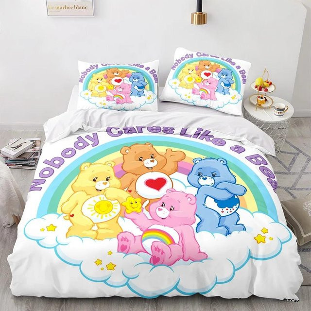 Care Bears Bettwäsche-Set mit Cartoon Anime Design, Kinderbettwäsche aus Polyester, Mehrfarbig, B/H: 90 x 200 cm - Bild 1