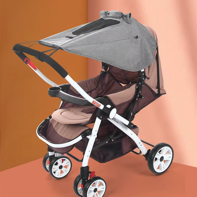 vvocci UV-Schutz Sonnenschutz Baldachin-Abdeckung für Kinderwagen und Autositze in Grau - Bild 2