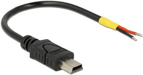 Delock USB 2.0 Kabel mit USB-Mini-B Stecker und offenen Kabelenden, Schwarz, Länge: 0,10 m - Bild 1