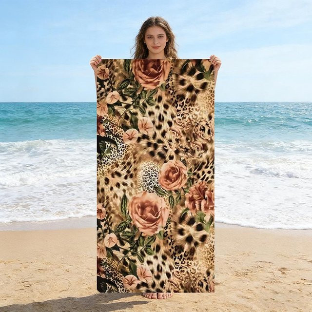 Strandtuch mit Leopardendruck von JMG Household Supplies in Braun, schnelltrocknend und super saugfähig, B/H: 50 x 100 cm - Bild 1