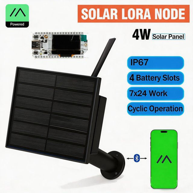 Heltec 4W Solar LoRa Node Wasserdicht mit Batterie für Meshtastic APP in Schwarz - Bild 1