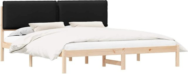 vidaXL Bettgestell mit gepolstertem Kopfteil aus Massivholz in Schwarz und Braun, B/T/H: 180 x 200 x 84,5 cm (Matratzenfläche) / Gesamthöhe: 185,5 cm / Gesamtlänge: 205,5 cm - Bild 1
