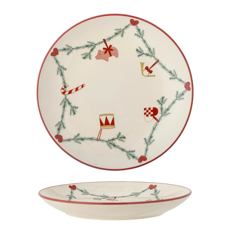 Bloomingville Keramikteller Yule in Beige, Durchmesser: 25,5 cm - Bild 1