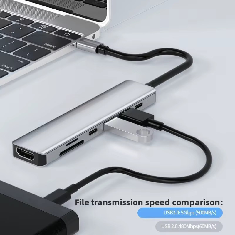 DIXSG USB C Dockingstation Type-C Hub mit HDMI 4K UHD, Bildschirm-Aus-Taste, USB 3.0 5 Gbit/s und 87 W Schnellladung für MacBook - Bild 3