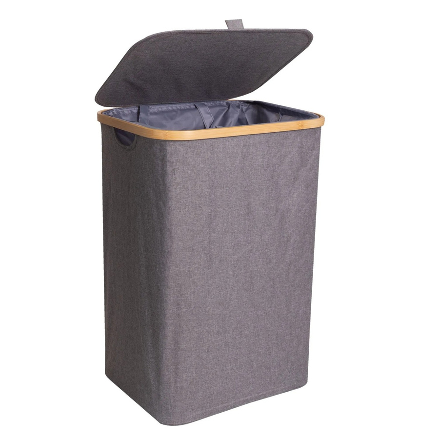 osoltus Wäschesortierer Nelson 1-Fach Wäschekorb aus Bambus in Grau, Breite: 60 cm - Bild 2