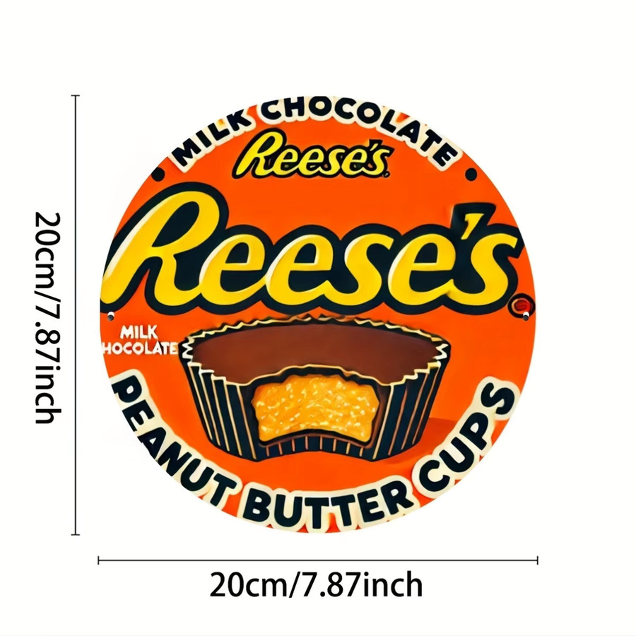 Potdemiel Reese's Peanut Butter Cups Vintage Aluminiumschild in Orange, Wandkunst Dekor im Retro-Stil, B/H: 19,81 x 19,81 cm - Bild 2