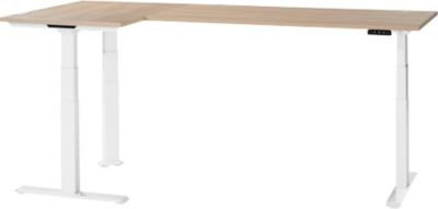 Schäfer Shop Genius Winkelschreibtisch Modena Flex, elektrisch höhenverstellbarer Eckschreibtisch in Eiche und Weiß, B: 200 cm, T: 160 cm - Bild 1