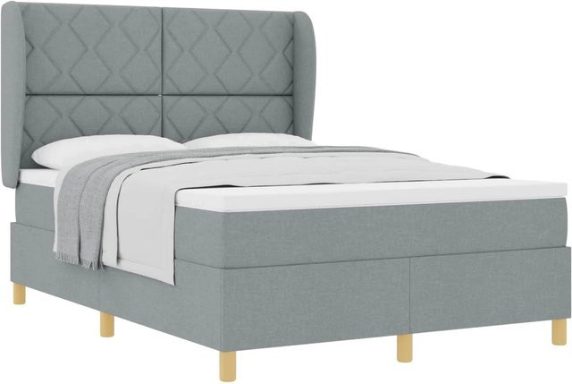 vidaXL Boxspringbett mit Matratze in Grau mit Stoffbezug und modernem Design B/T/H: 160 x 200 cm - Bild 1