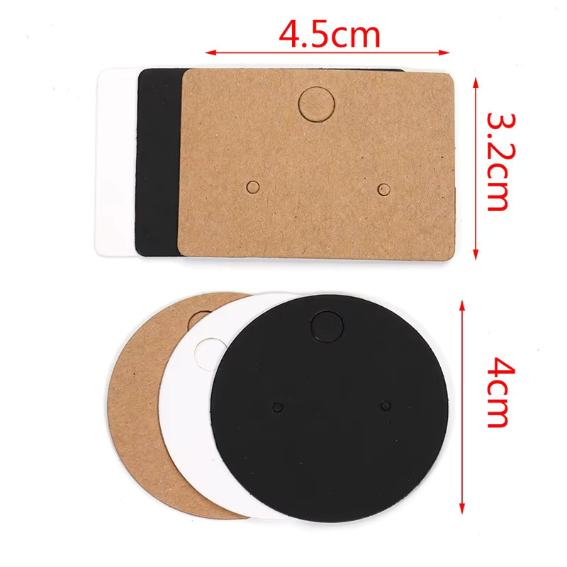 100 Stück DIY Ohrdekorationskarten aus Kraftpapier in Weiß, B: 4,5 cm, H: 3,2 cm - Bild 2