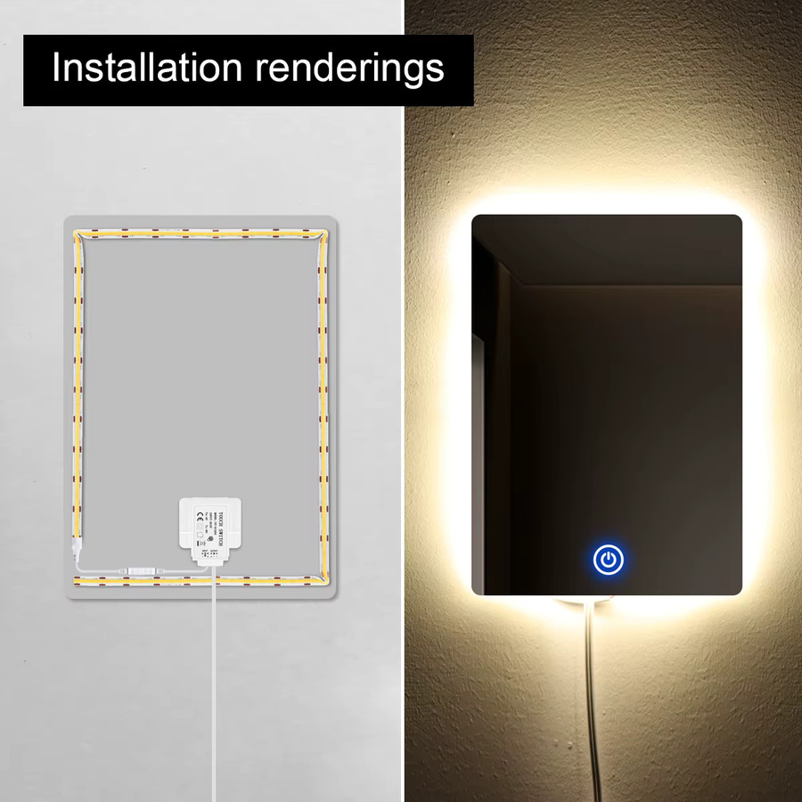 CHNAITEKE DC 12V LED Touch Dimmer Schalter in Weiß für Badezimmer und Schlafzimmer, geeignet für Spiegel mit einer Dicke von 1-5mm - Bild 4