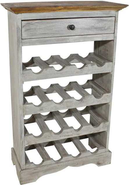 vidaXL Weinregal aus Massivholz in Braun mit Antik-Optik, B/T/H: 55 x 23 x 85 cm - Bild 1
