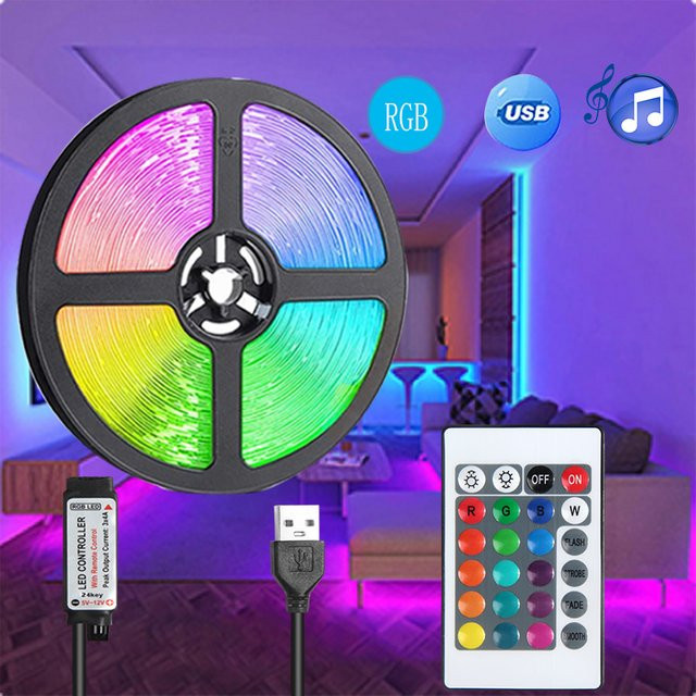 FRST RGB LED Streifen Licht mit USB-Anschluss und Infrarot-Fernbedienung, Multicolour SMD LED Strip für Dekoration - Bild 1