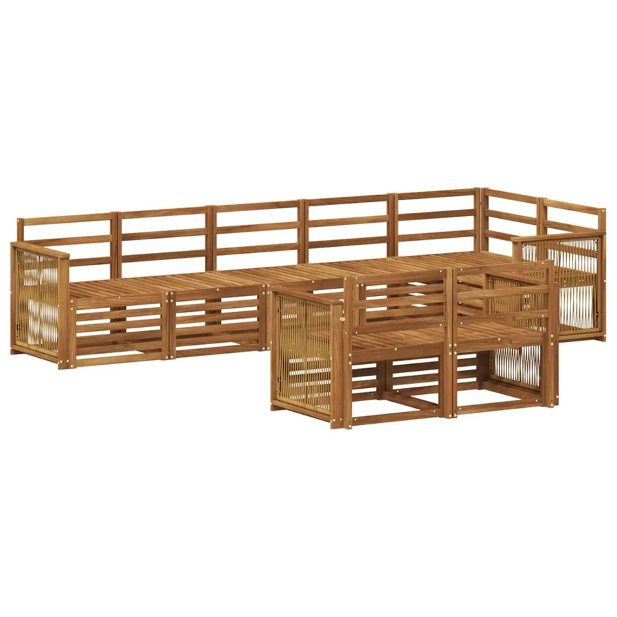 vidaXL Sofagarnitur aus Massivholz Akazie in Braun mit modernem Latten-Design und lackierter Oberfläche - Bild 2