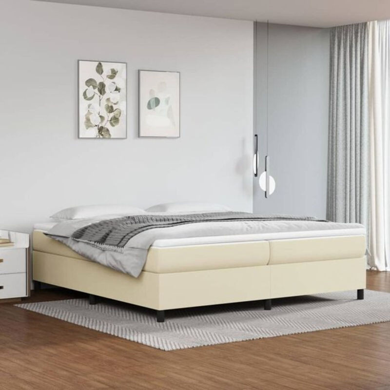 vidaxl Boxspringbett mit Matratze in Creme aus Kunstleder, B/T/H: 200 x 200 x 35 cm - Bild 1