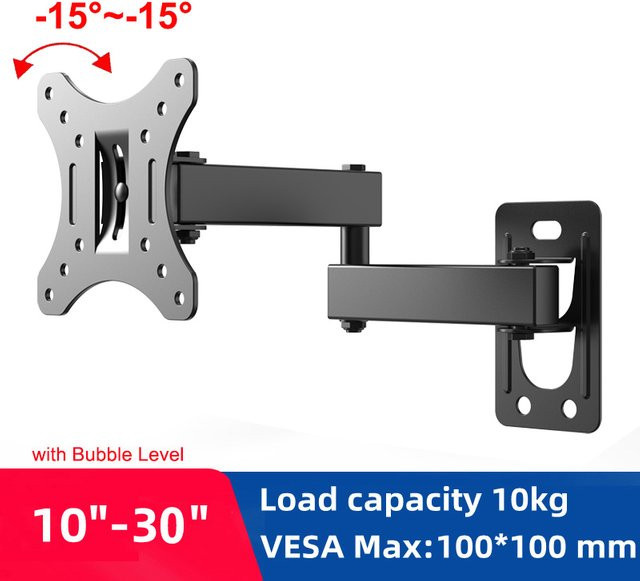 BEISHI Verstellbare TV-Wandhalterung für 10-30 Zoll LED/LCD-Fernseher, Tragkraft bis zu 10 kg, Max. VESA 100 x 100 mm, Schwarz - Bild 1