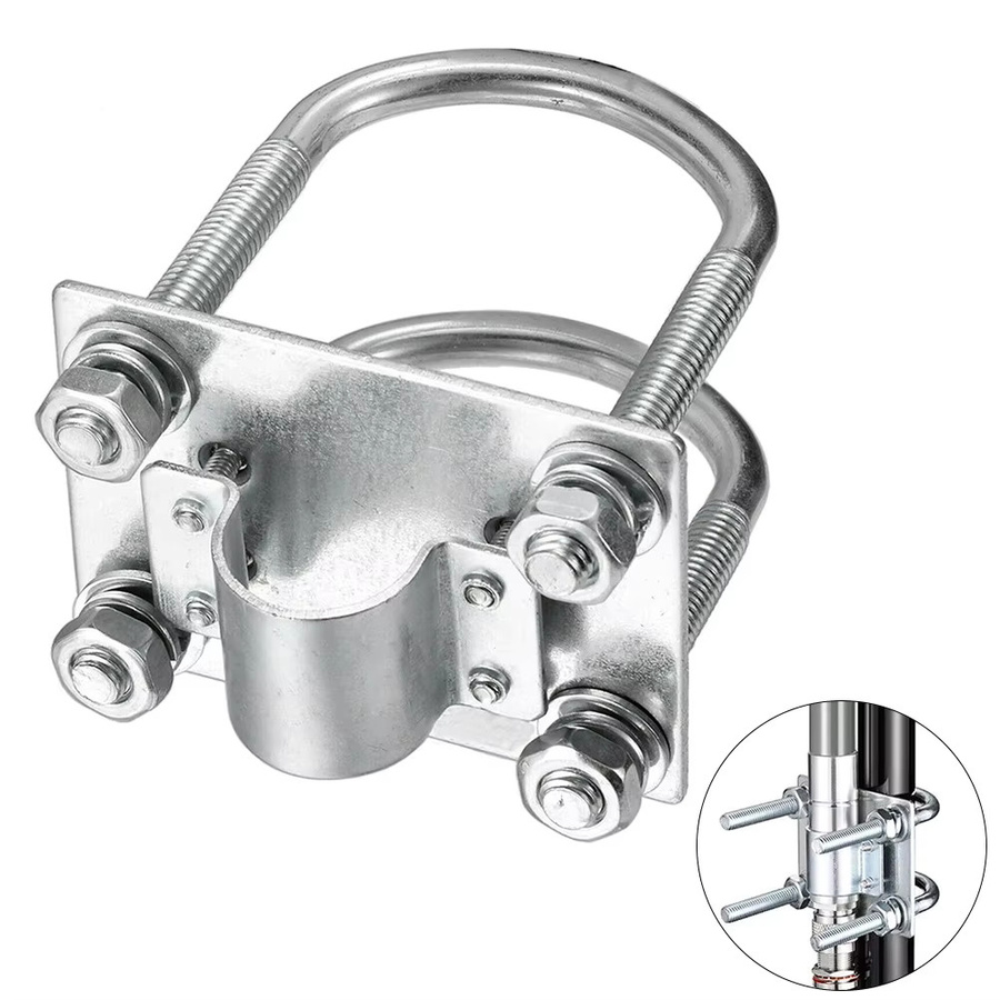ANENG U-Bolzen-Klemme für LoRa Helium Hotspot Miner Glasfaser-Antennenmast-Halterung, Silber, verzinkt - Bild 2