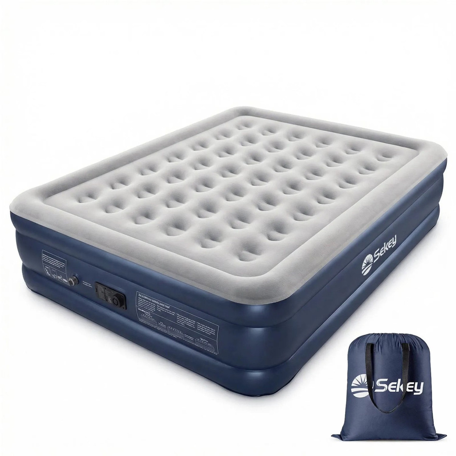 Sekey Luftbett mit Pumpe Gästebett Blau Grau B/T/H: 203 x 152 x 46 cm - Bild 2