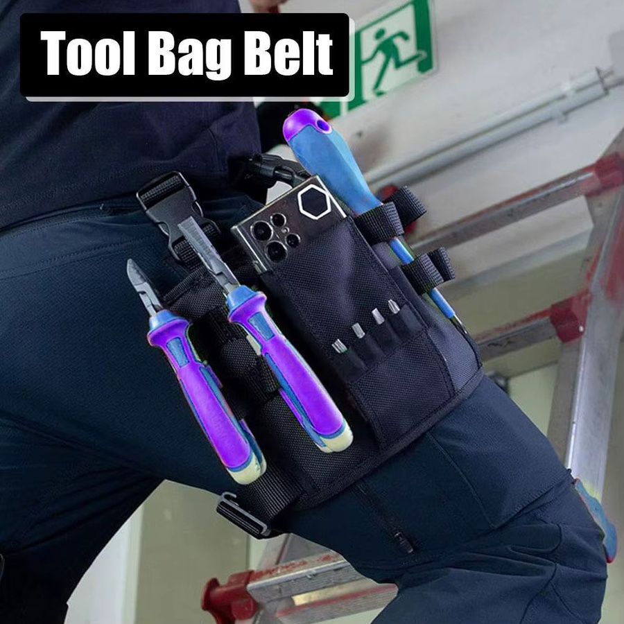 Multifunktionale Oxford-Werkzeugtasche mit Beingürtel für Elektriker und Herren in Schwarz - Bild 1