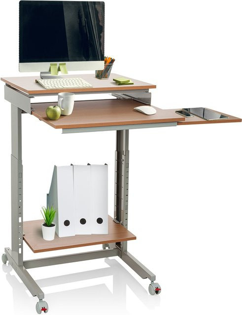 hjh OFFICE Stehschreibtisch WORKSTATION aus melaminharzbeschichteter Spanplatte und pulverbeschichtetem Stahl - Bild 1