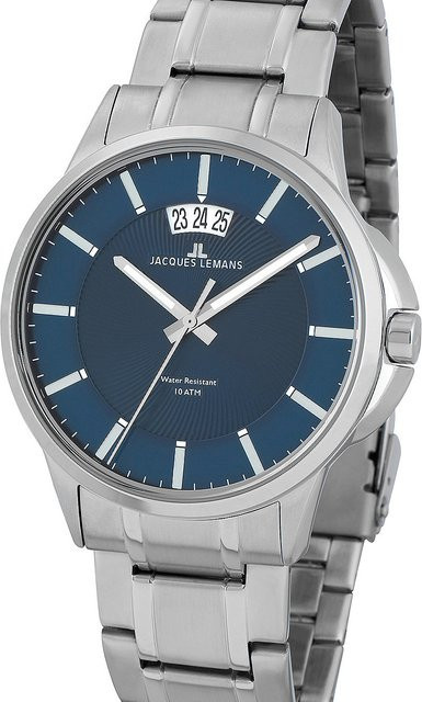 Jacques Lemans Herrenuhr, Quarz, Edelstahl, Blau, 42 mm, 10 ATM - Bild 1