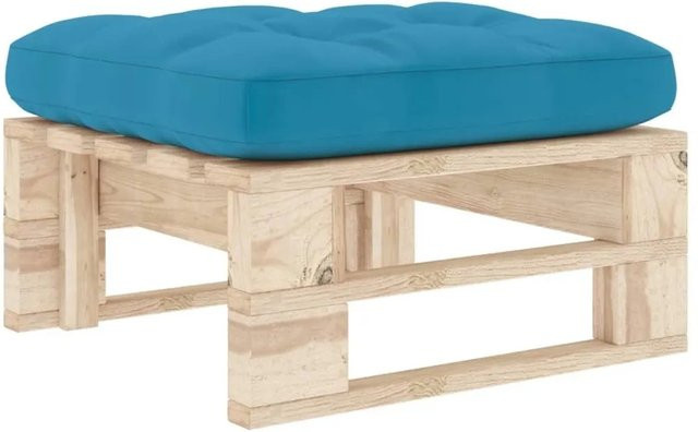 vidaXL Garten-Palettenhocker aus imprägniertem Kiefernholz mit blauen Polsterkissen im rustikalen Design - Bild 1
