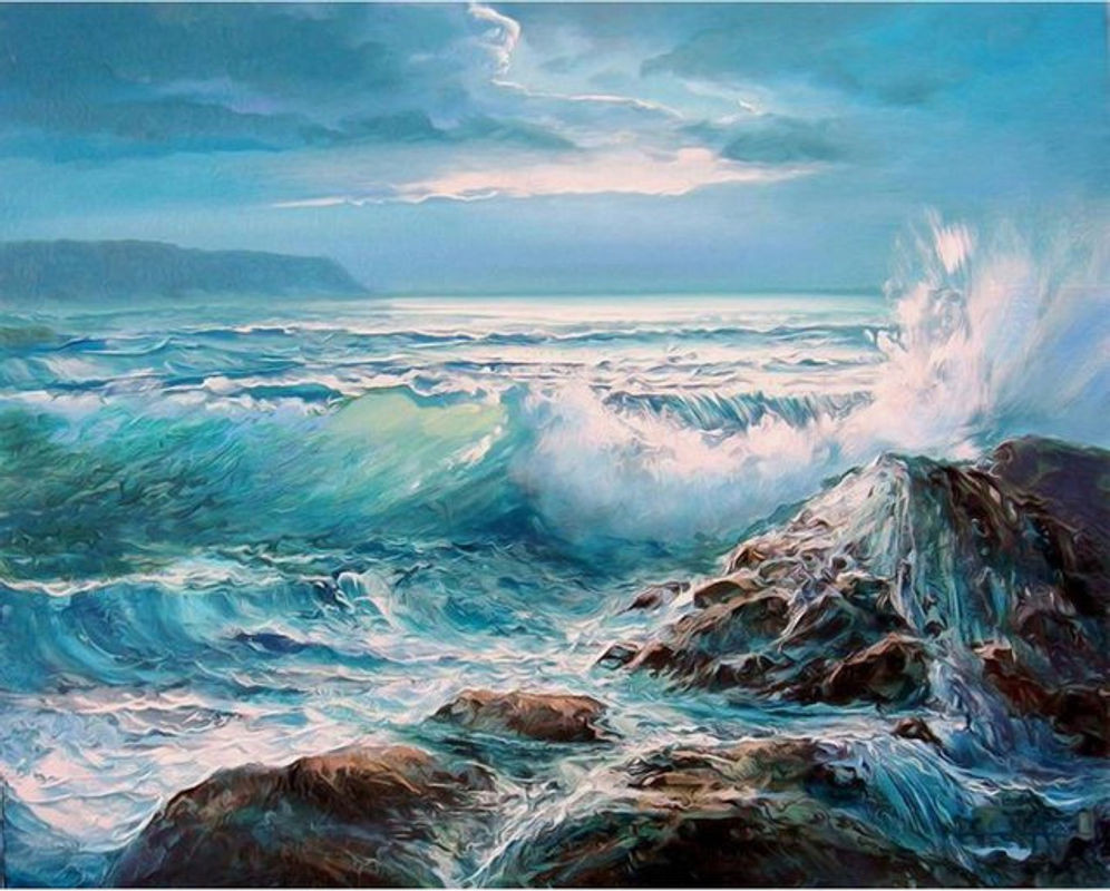 FIYO Diamond Painting Set Blaues Meer und Welle, Abstraktes Maritimes Motiv mit runden Diamanten für Kreuzstich, B/H: 20 x 30 cm - Bild 1