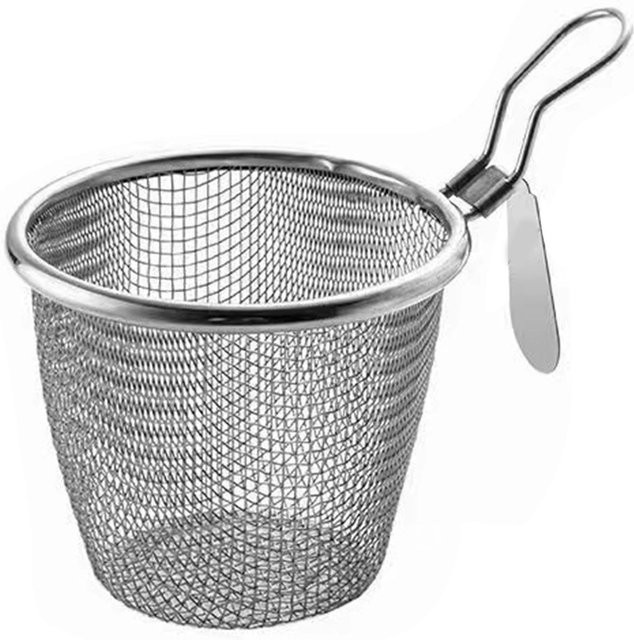 CosyHome Fritteusenkorb rund aus Edelstahl mit Griff in Silber/Grau - Bild 1