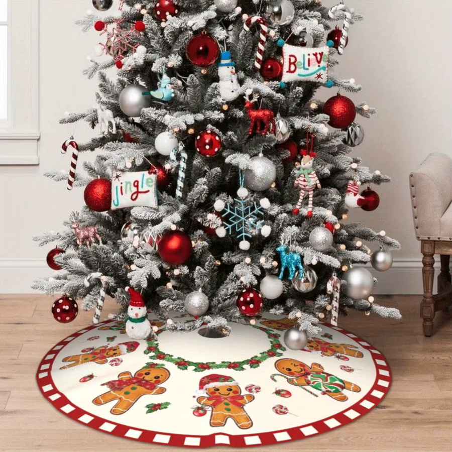 VIKAMA Weihnachtsbaum-Unterlage mit Gingerbread Man Print in Mehrfarbig - Bild 4