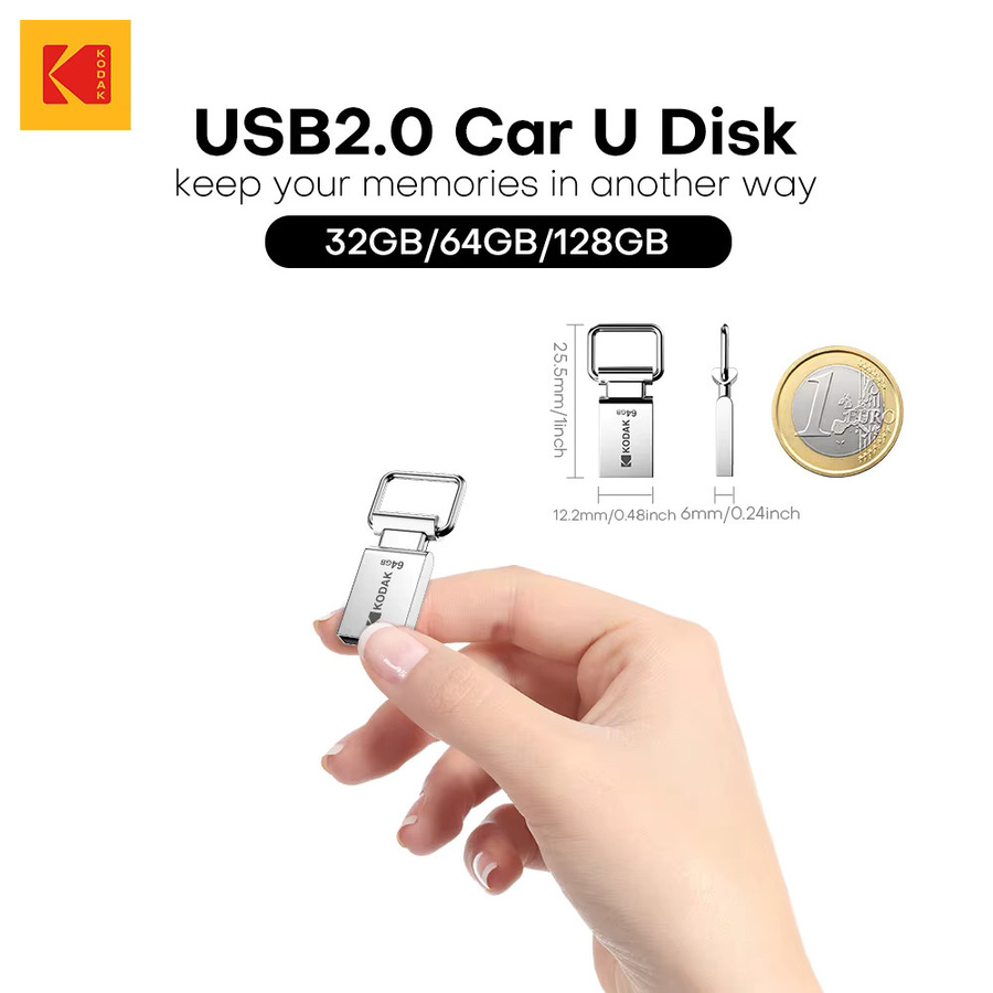 Kodak USB-Stick 2.0 Auto-U-Disk aus Metall in Silber, tragbarer Mini-Stick, 32 GB, stoßfest und sturzsicher - Bild 3
