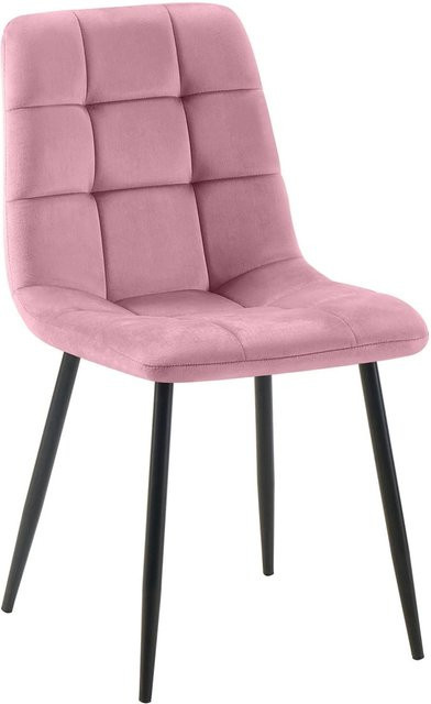 DELUKE Esszimmerstuhl FANOR in Rosa mit Samtbezug, B/T/H: 45 x 55 x 84 cm - Bild 1