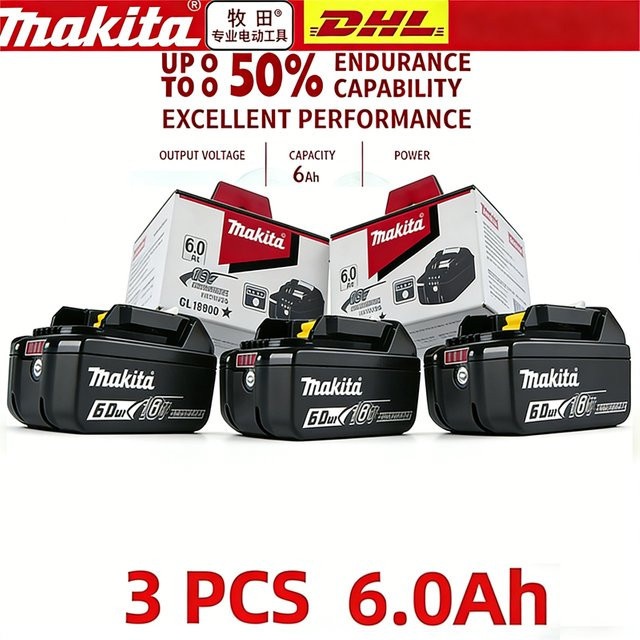 Makita Original Lithium-Ionen-Akku 18V 6000mAh in Schwarz für BL1860 BL1830 BL1850 BL1860B - Bild 1