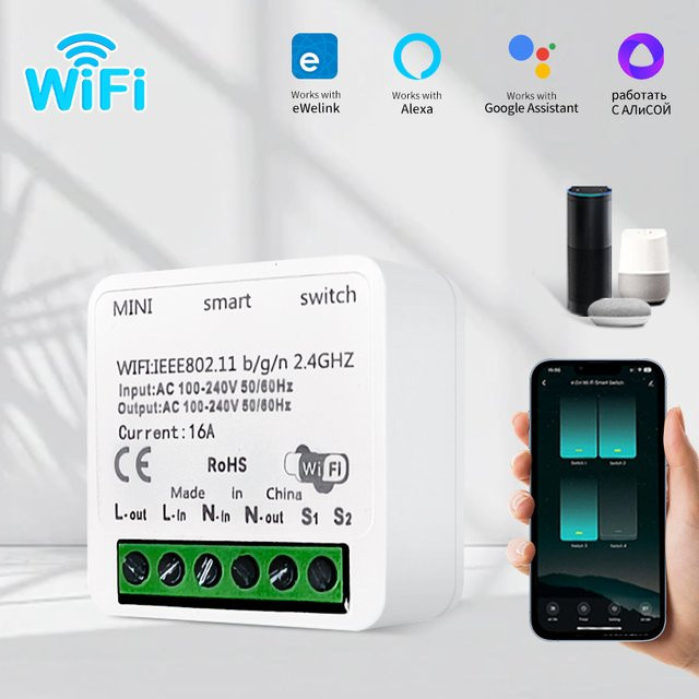 GGBEE EWelink WIFI Smart Mini Switch in Weiß mit App-Steuerung und Sprachsteuerung für Alexa und Google Assistant - Bild 1