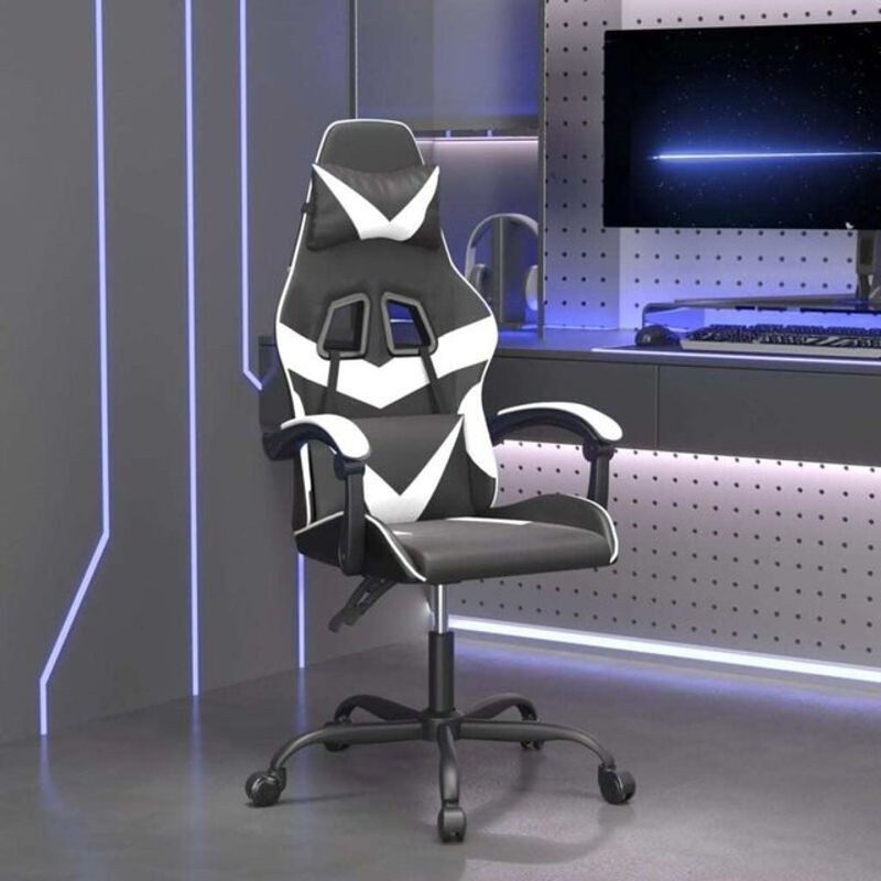 vidaxl Gamingstuhl aus Kunstleder in Schwarz/Weiß - Bild 1