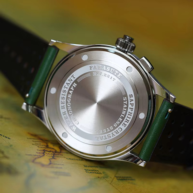 FARASUTE Chronograph, Handaufzug, Edelstahl, 40 mm, Herren, Leder - Bild 3