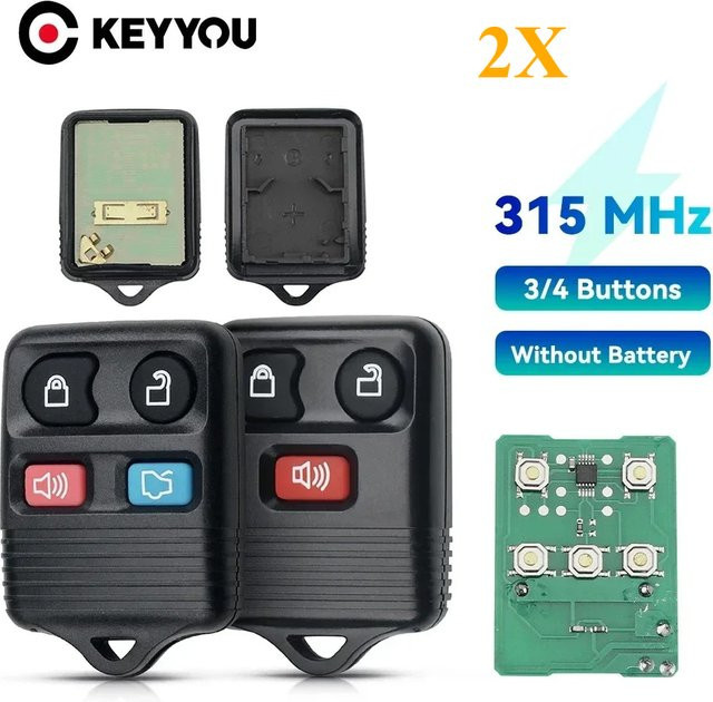KEYYOU 2er-Set Auto Fernbedienung Schlüssel für Ford Escape Explorer, 315MHz, Schwarz - Bild 1