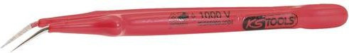 KS Tools Pinzette Spitz gebogen aus Chrom Vanadium in Rot, Länge: 145 mm - Bild 1