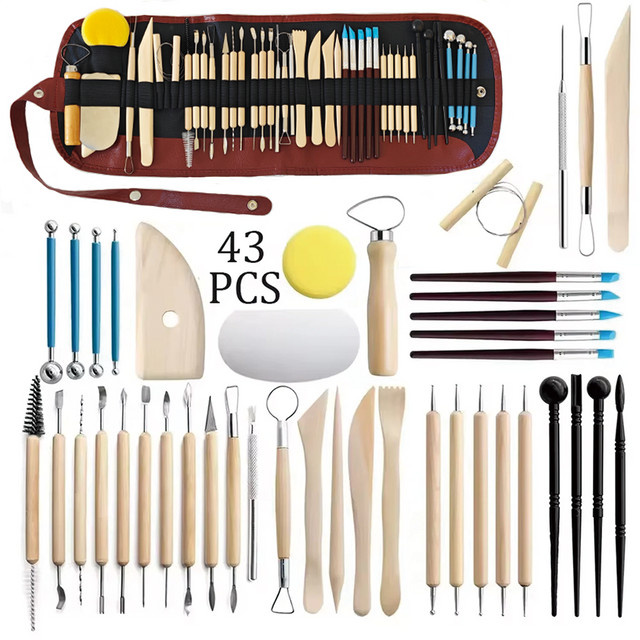 Keramik-Bildhauerwerkzeug-Set aus Holz und Wachs in Multicolor für Kunsthandwerk und Modellierung - Bild 1