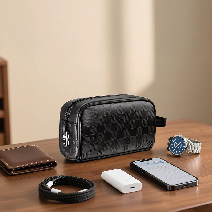 WiWU Phantom Numeric Lock Aufbewahrungstasche aus PU-Leder in Schwarz für iPhone 17 Pro Max und Powerbank - Bild 3