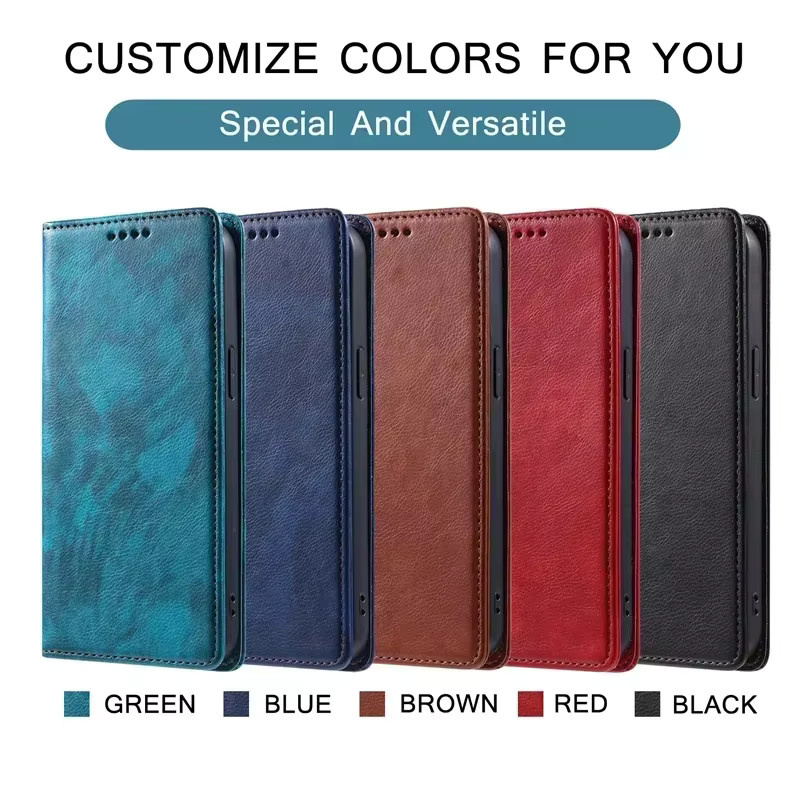 Magnetische Flip Ledertasche für Oppo A57s A78 A58 A57 A77 A74 A54 5G A53 A16 A15S A17 A96 A76 A36 A55 A52 A92 A8 in Schwarz oder Rot - Bild 6