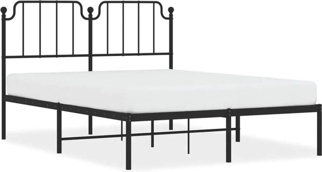 vidaXL Bettgestell aus Metall mit Kopfteil in Schwarz, klassisch pulverbeschichtet, B/T/H: 135 x 190 cm - Bild 1