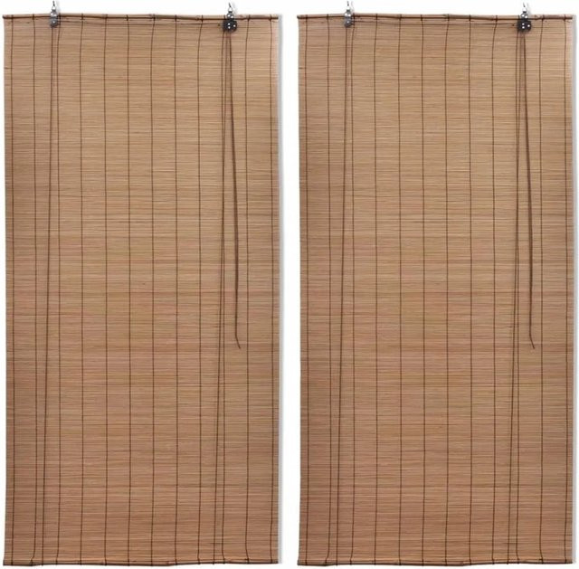 vidaXL Bambusrollos 2er Set, Braun, B: 100 cm, H: 160 cm - Bild 1